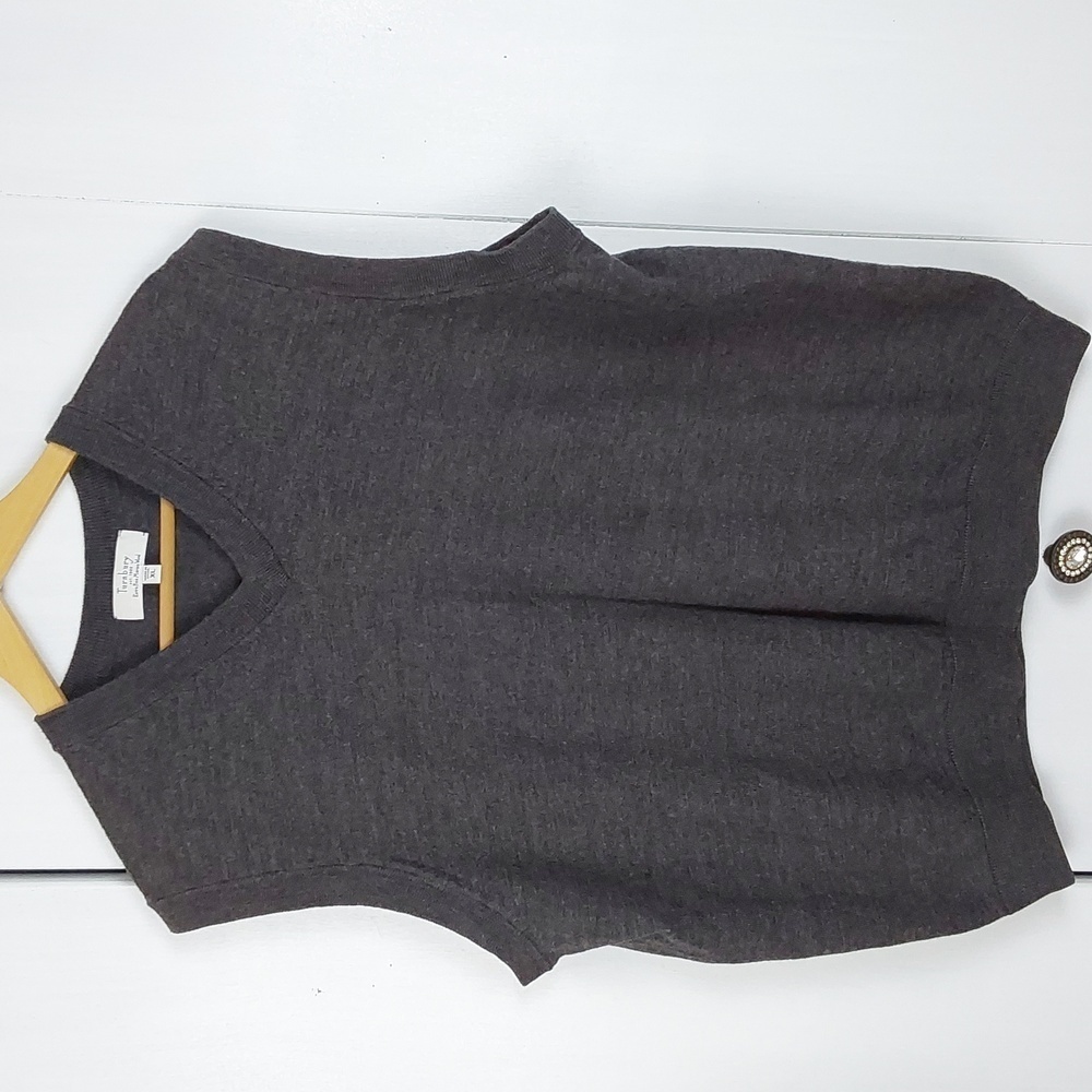 Turnbury Dark Gray Luxe Extra Fine Merino Wool Preppy Sweater Vest Neutral Sz.XL